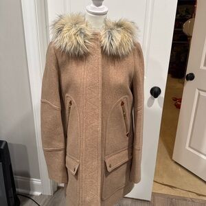 J.Crew Wool Coat with Faux Fur Collar — Camel